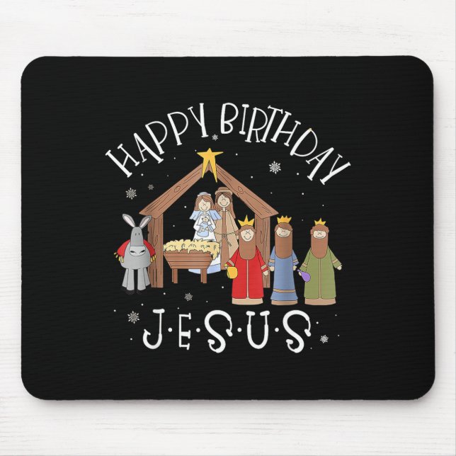 Nativity Happy Birthday Jesus Christmas Nativity C Mousepad (Vorne)
