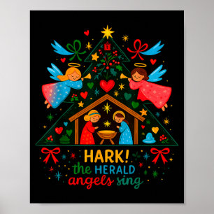 Nativity Hark The Herald Angels Sing Süßes Weihnac Poster