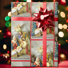 Nativity Holy Family Add Your Text Christmas Gift Geschenkpapier