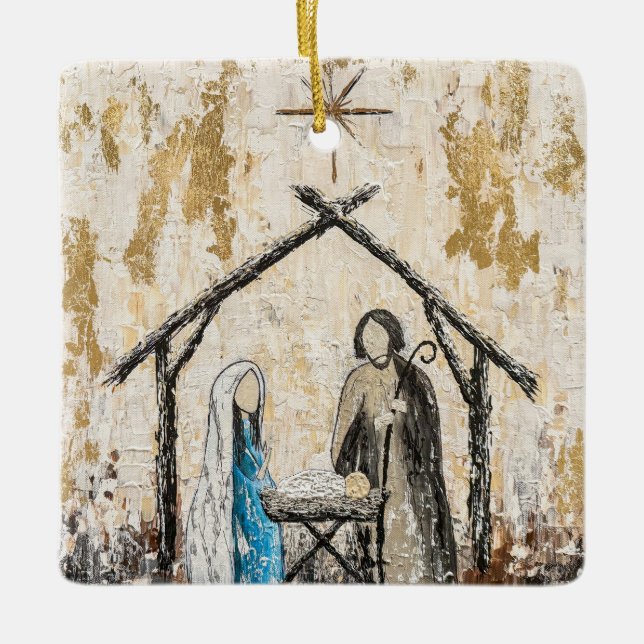 Nativity Keramik Square Ornament (Vorderseite)
