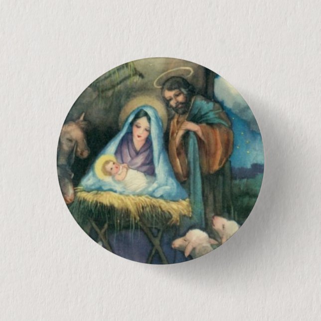 Nativity-Krippe stabil, Vintages Button (Vorderseite)