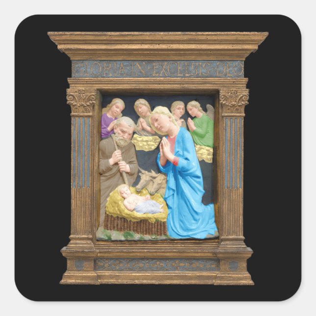 NATIVITY Luca Della Robbia Quadratischer Aufkleber (Vorderseite)