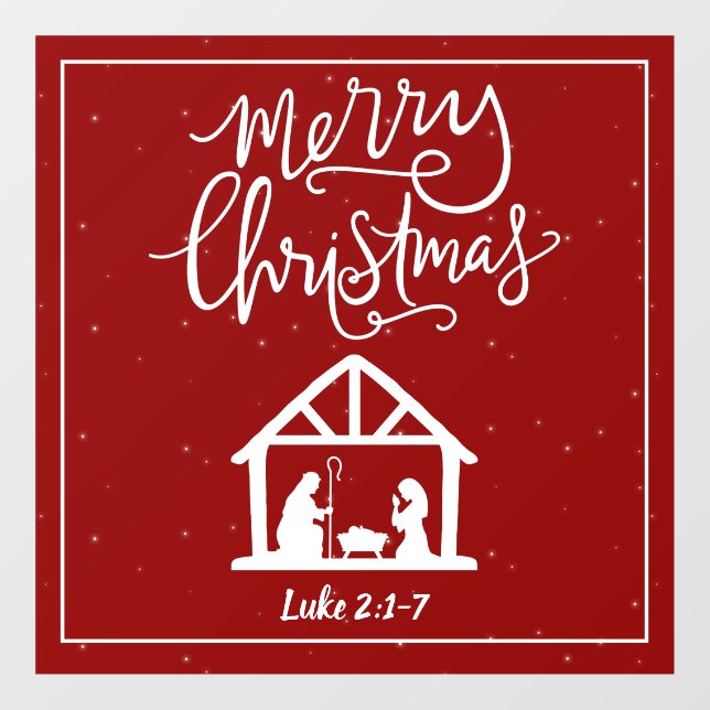 Nativity Merry Christmas Window Cling Fensteraufkleber (Blatt)