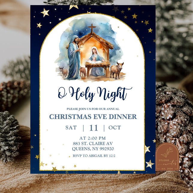 Nativity O holy night christmas eve dinner Einladung (Von Creator hochgeladen)