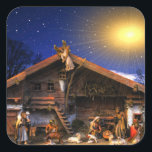 Nativity of Jesus Christ Quadratischer Aufkleber<br><div class="desc">Geburt Jesu Christi. frontiernow.com</div>