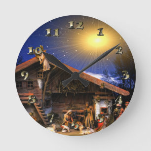 Nativity of Jesus Christ Runde Wanduhr