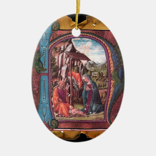 NATIVITY PARCHITY Blue Gemstone Monogram Keramikornament (Vorne)