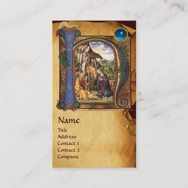 NATIVITY PARCHITY Blue Saphire Monogramm Visitenkarte (Vorderseite)