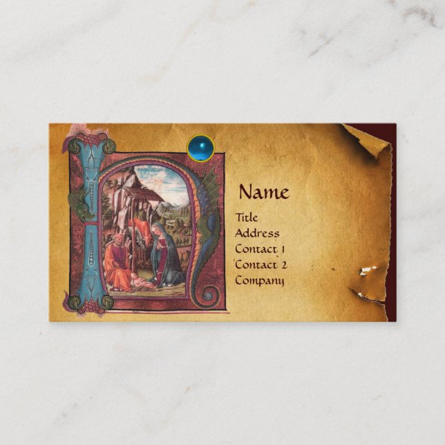 NATIVITY PARCHITY Blue Saphire Monogramm Visitenkarte (Vorderseite)