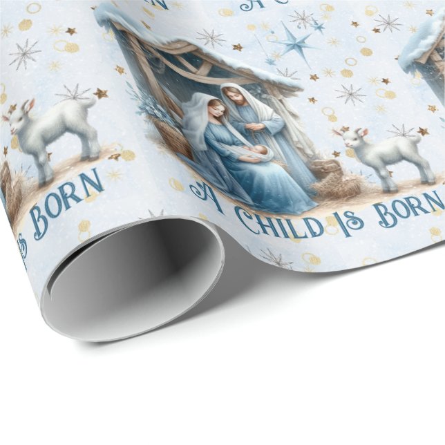 Nativity Personalize Text Baby Jesus Christmas Geschenkpapier (Rolleneckpunkt)