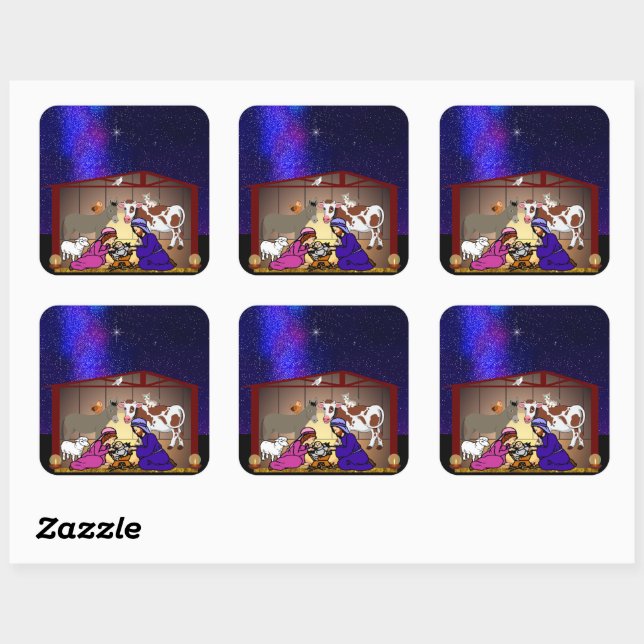 Nativity Quadratischer Aufkleber (Blatt)