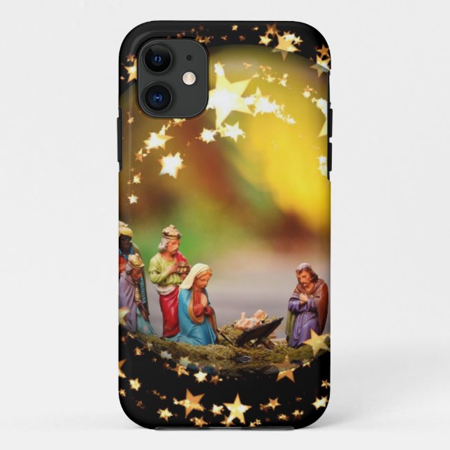 Nativity Scene Crib Virgin Mary Infant Jesus Stars Case-Mate iPhone Hülle (Rückseite)