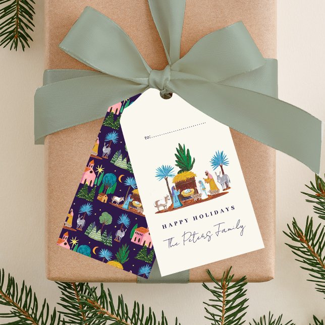Nativity Scene Hand drawn Christmas Geschenkanhänger (Nativity Scene Hand drawn Christmas Gift Tags)