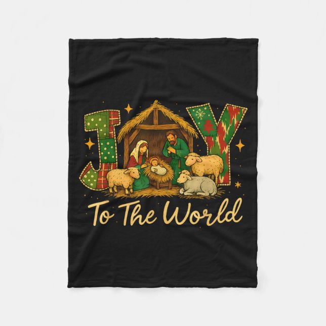 Nativity Scene Joy To The World – Christmas Faith  Fleecedecke (Vorderseite)