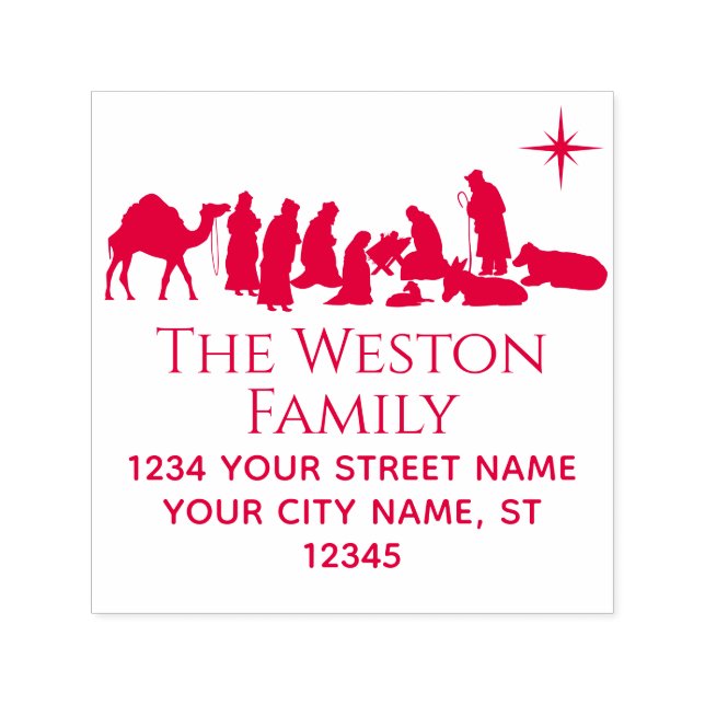  Nativity Scene Manger Baby Jesus Name Address Permastempel (Design)