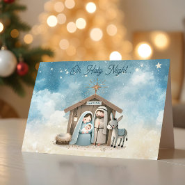 Nativity Scene Oh Holy Night Christmas Card Feiertagskarte