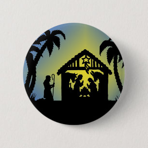 Nativity-Silhouette-Freude zur Welt Button