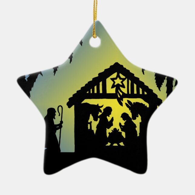 Nativity-Silhouette-Freude zur Welt Keramikornament (Vorne)