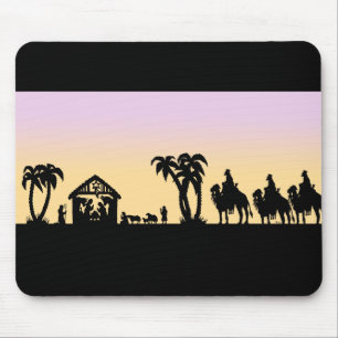 Nativity-Silhouette-kluge Männer auf dem Horizont Mousepad