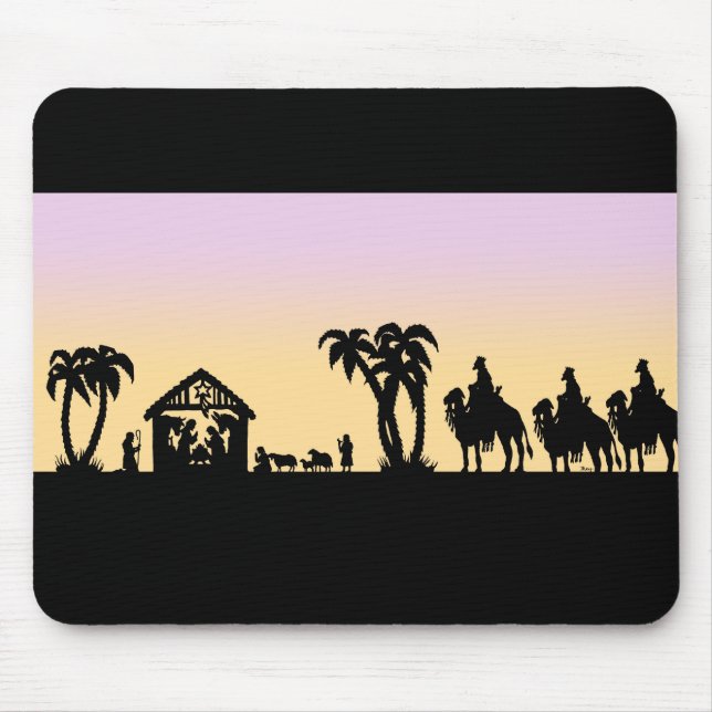 Nativity-Silhouette-kluge Männer auf dem Horizont Mousepad (Vorne)