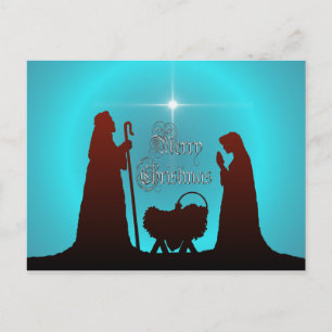 NATIVITY SILHOUETTE, MERRY & STAR by SHARON SHARPE Feiertagspostkarte
