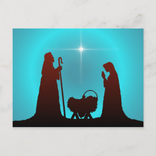 NATIVITY SILHOUETTE & STAR by SHARON SHARPE Postkarte