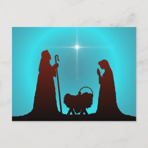NATIVITY SILHOUETTE & STAR by SHARON SHARPE Postkarte