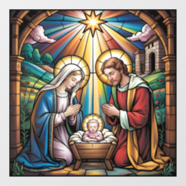 Nativity Stained Glass Art – Holy Family Christmas Fensteraufkleber