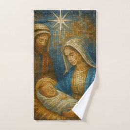 Nativity Stained Glass Mosaic | Holy Family Badhandtuch Set