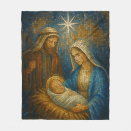 Nativity Stained Glass Mosaic | Holy Family Fleecedecke