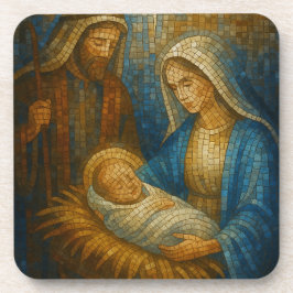 Nativity Stained Glass Mosaic | Holy Family Getränkeuntersetzer