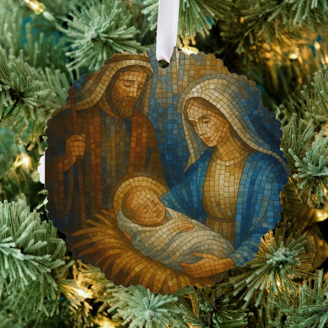 Nativity Stained Glass Mosaic | Holy Family  Ornament Karte (Insitu (Baum))