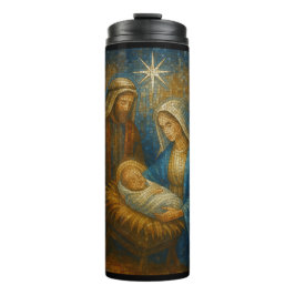 Nativity Stained Glass Mosaic | Holy Family Thermosbecher