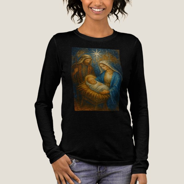 Nativity Stained Glass Mosaic | Holy Family  Tri-Blend Shirt (Vorderseite)