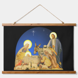 Nativity Wandteppich Mit Holzrahmen