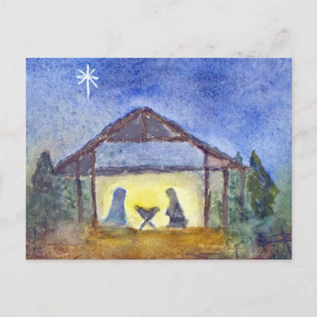 Nativity watercolor postkarte (Vorderseite)