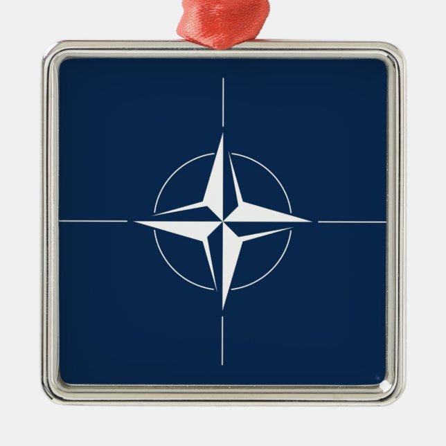 NATO Flag Silbernes Ornament (Vorne)