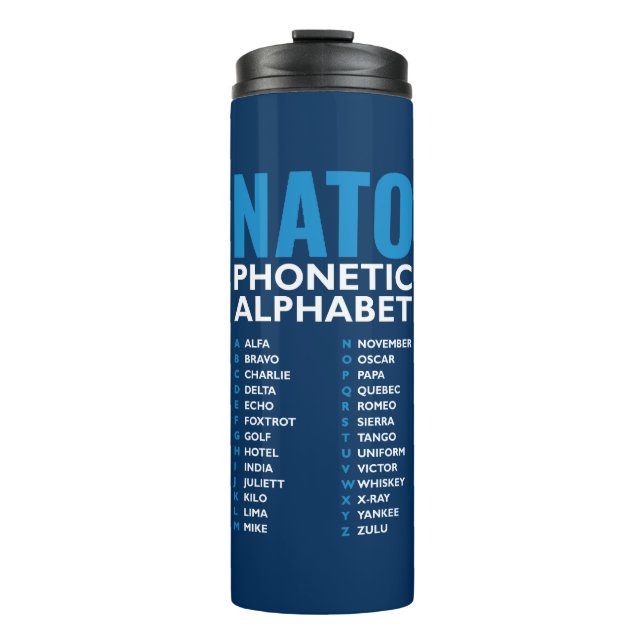 NATO Phonetic Alphabet Alfa-Zulu Table Thermosbecher (Vorderseite)
