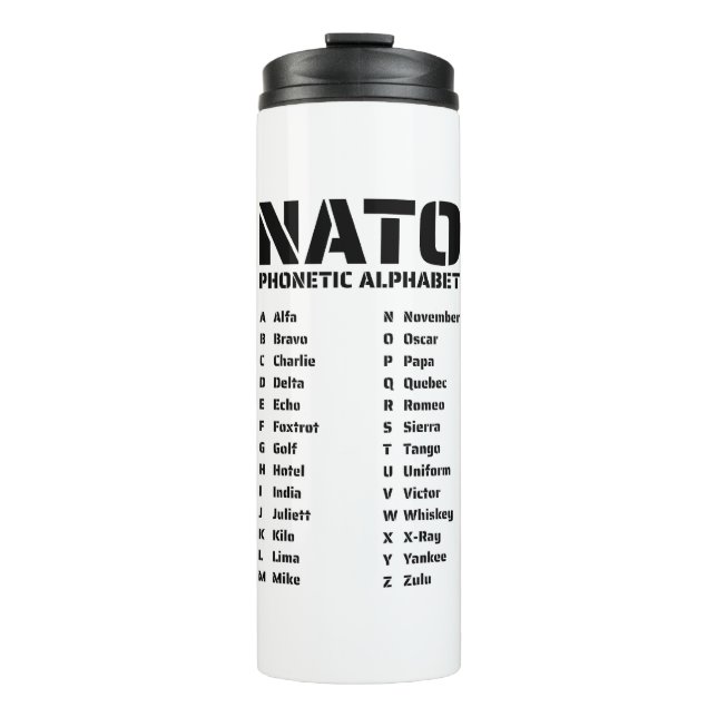 Nato Phonetic Alphabet Chart Thermosbecher (Vorderseite)