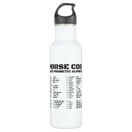 NATO Phonetische Alphabet & Morse Code Schwarz & W Edelstahlflasche