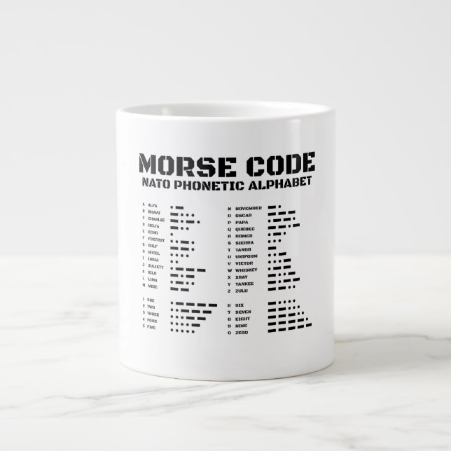 NATO Phonetisches Alphabet, Morse Code, Aviation Jumbo-Tasse (Vorderseite)