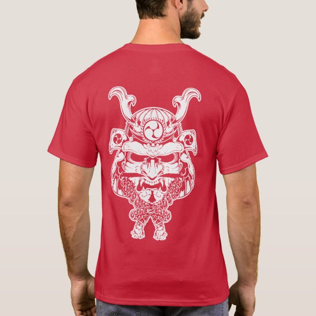 Natori-ryu weißes Kabuto u. Menpo T-Shirt (Rückseite)