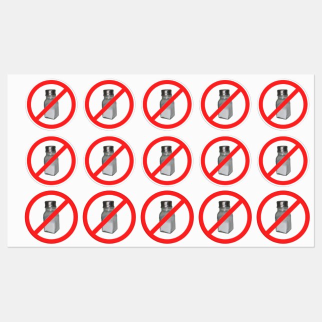 Natriumarme oder keine Salzaufkleber Etiketten (Blatt)