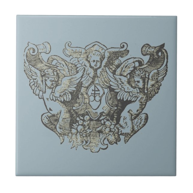 Nattier-blue Angels – Coat of arms – Emblem Fliese (Vorderseite)