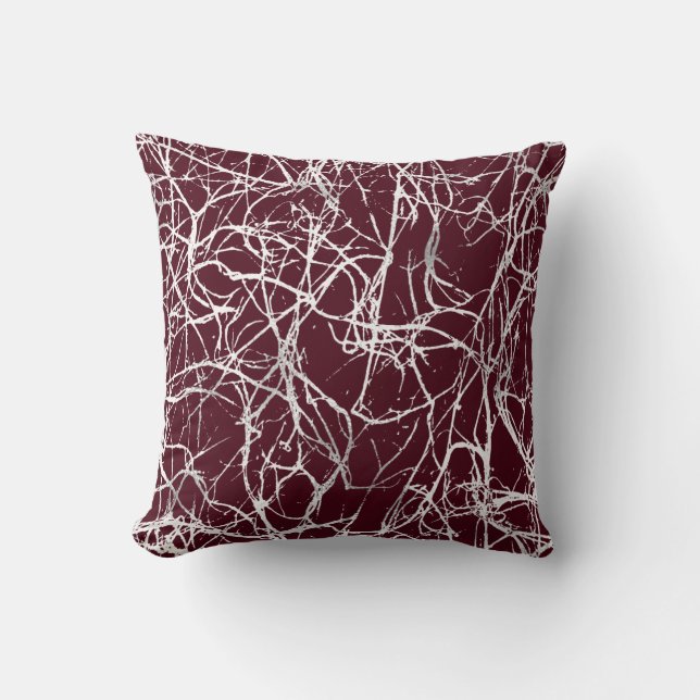 Natur Abstrakt Burgundy White Gray Nerves Venes Kissen (Vorderseite)