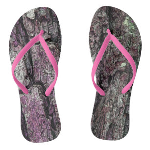 Natur Alte Kiefernrinde Lila Flip Flops