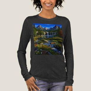 Natur Berge Wasserfälle See Teich Wilde Blumen Tri-Blend Shirt