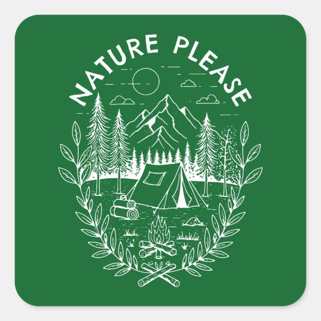 Natur bitte quadratischer aufkleber (Vorderseite)