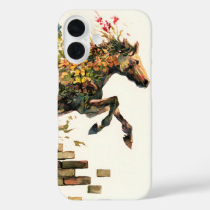 Natur Botanisches Blumenhorse Jumping iPhone 16 Hülle