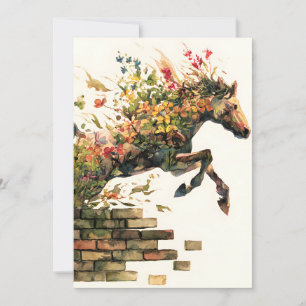 Natur Botanisches Blumenhorse Jumping Feiertagskarte